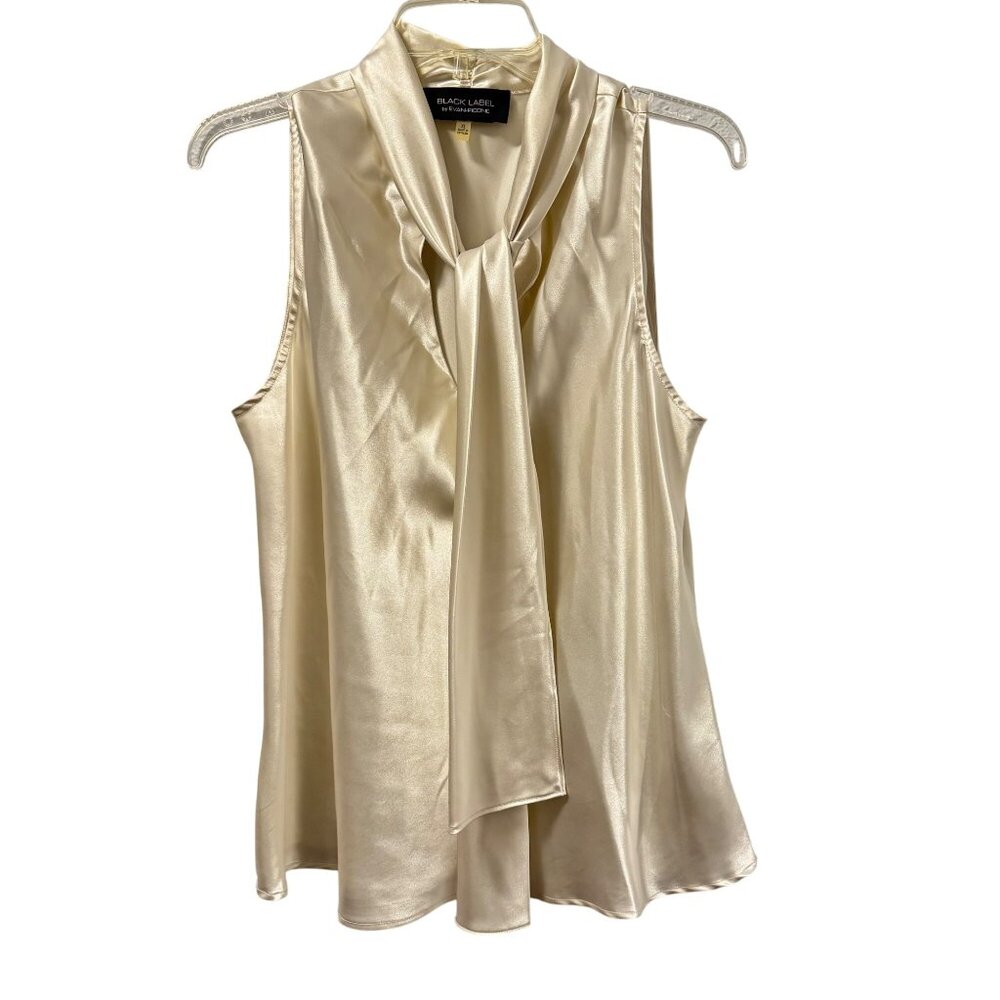 Black Label By Evan-Picone Sleeveless Satin Blouse Sz XL Ivory Blouse - Picture 11 of 12